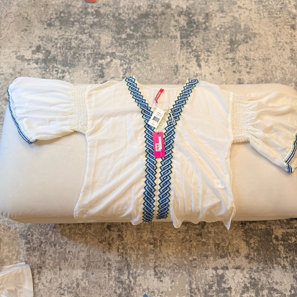 NWT Tracy Reese Greek trim beaded peasant top - Picture 12 of 12